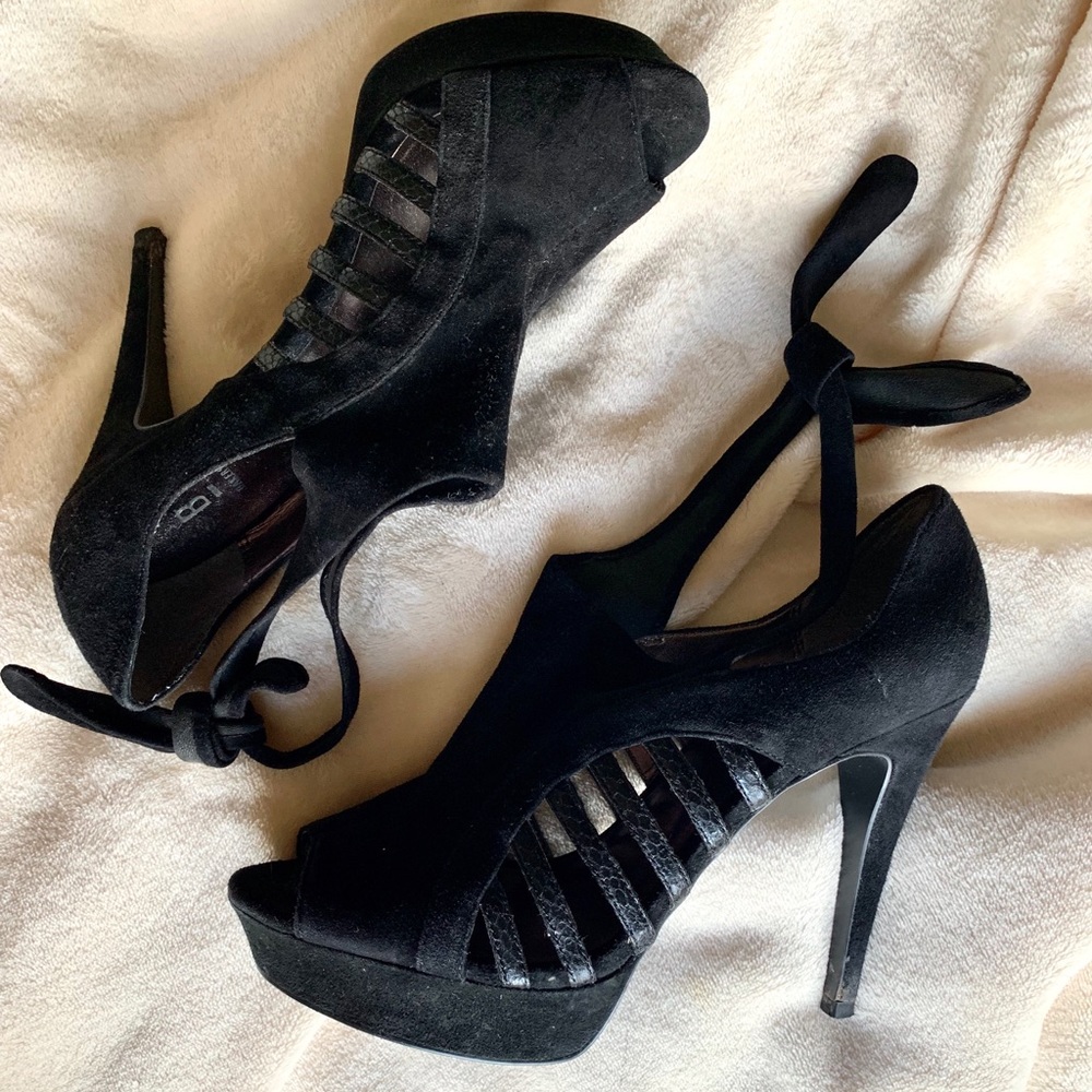 Black suede Bakers’s heels